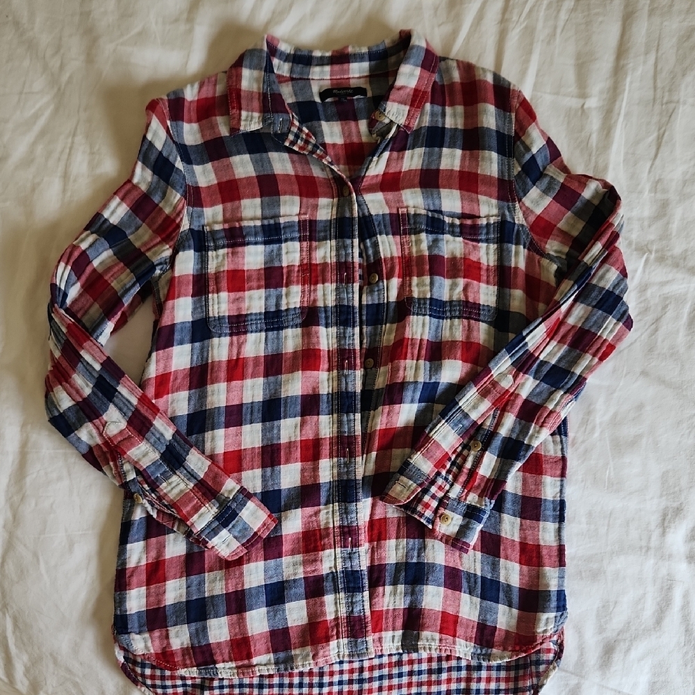 Plaid Kids Shirt - Red and Blue